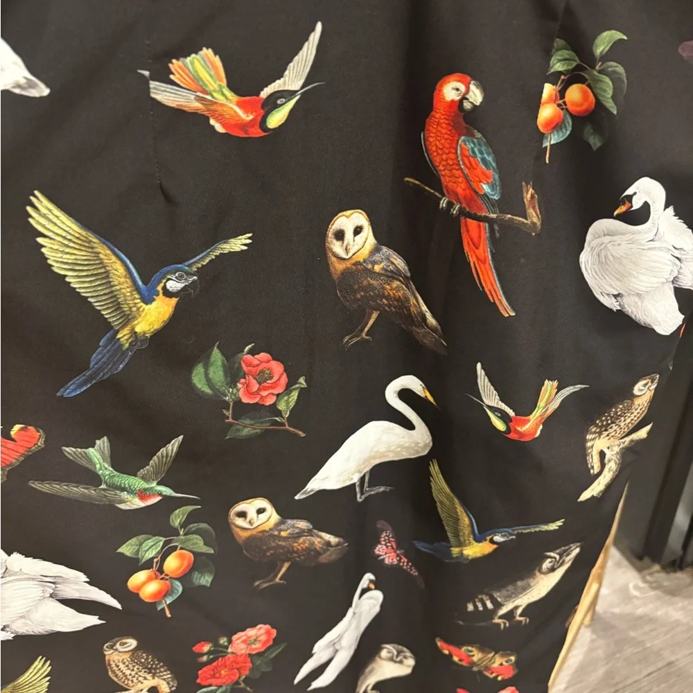 eShakti Black dress with Floral Accents and birds and butterflies. - Picture 5 of 8